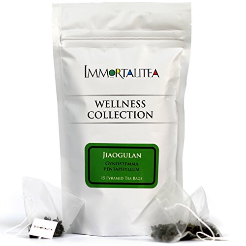 Product Cover Gynostemma Tea - Jiaogulan AMPK Activator Herbal Tea - Potent Antioxidant & Adaptogenic Longevity Herb - All Natural Caffeine-Free Immortality Herb - 15 Pyramid Tea Bags