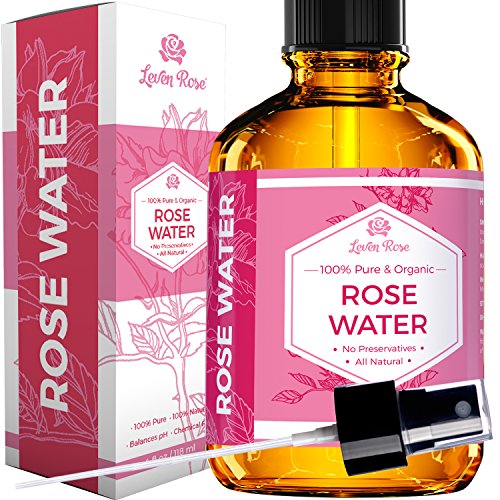 Product Cover Rose Water Facial Toner by Leven Rose, Pure Natural Moroccan Rosewater Hydrosol Face Spray 4 oz