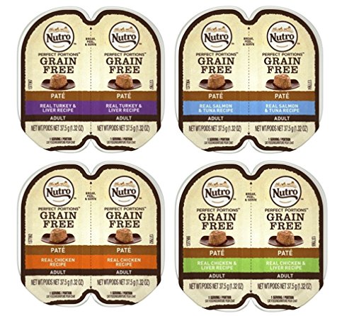 Product Cover Nutro Perfect Portions Grain Free Soft Loaf Cat Food 4 Flavor 8 Can Variety Bundle: (2) Turkey & Liver Recipe, (2) Salmon & Tuna Recipe, (2) Chicken Recipe, & (2) Chicken & Liver, 2.6 Oz Ea (8 Cans)