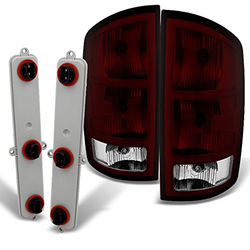 Product Cover For Dodge Ram 1500 | 2500 |3500 Pickup Truck Dark Red Tail Lights Replacement With Circuit Board Pair