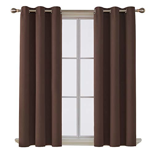 Product Cover Deconovo Room Darkening Thermal Insulated Blackout Grommet Window Curtain for Living Room, Chocolate,42x63-inch,1 Panel