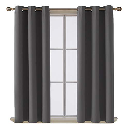 Product Cover Deconovo Room Darkening Thermal Insulated Blackout Grommet Window Curtain for Living Room, Dark Grey,42x63-Inch,1 Panel