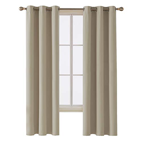 Product Cover Deconovo Room Darkening Thermal Insulated Blackout Grommet Window Curtain Panel for Bedroom, Beige,42x84-inch,1 Panel
