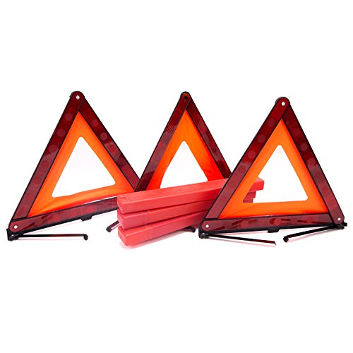 Product Cover Fasmov Triple Warning Triangle Emergency Warning Triangle Reflector Safety Triangle Kit,3-Pack
