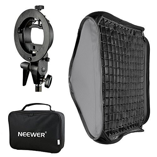 Product Cover Neewer 24x24 inches Bowens Mount Softbox with Grid and S-Type Flash Bracket for Nikon SB-600, SB-800, SB-900, SB-910, Canon 380EX, 430EX II,550EX,580EX II,600EX-RT, Neewer TT560 Flash Speedlite