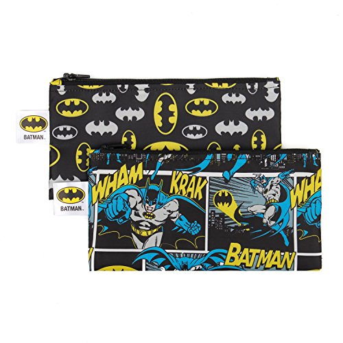 Product Cover Bumkins DC Comics Batman Snack Bags, Reusable, Washable, Food Safe, BPA Free, Pack of 2