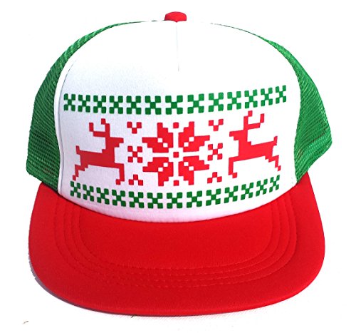 Product Cover ThatsRad Reindeer Ugly Christmas Sweater Party RWG Snapback Mesh Trucker Hat Cap