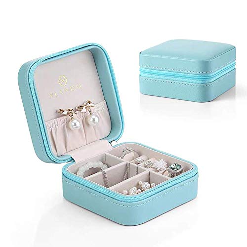 Product Cover Vlando Small Travel Jewelry Box Organizer Display Storage Case for Rings Earrings Necklace (Blue)