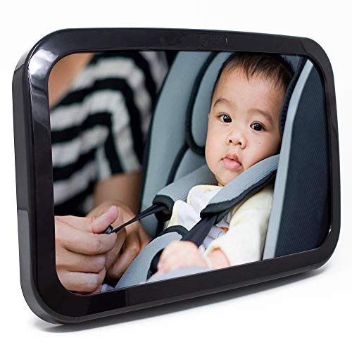 Product Cover Baby & Mom Back Seat Baby Mirror - Rear View Baby Car Seat Mirror Wide Convex Shatterproof Glass and Fully Assembled - Crash Tested and Certified for Safety