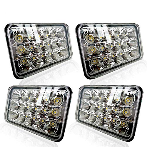 Product Cover TURBOSII DOT Approved 4X6 LED Headlight Assemblies Hi/Lo Sealed Beam Replace H4651 H4656 Bulb Headlamps for KW Kenworth T600 W900 T800 Truck Peterbilt 379 Chevy S10 Blazer RV Freightliner Semi 4PCS