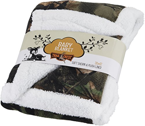 Product Cover Baby Infant Camo Accent Soft Sherpa and Plushed Lined Coral Fleece Gift Blanket (Everest White)