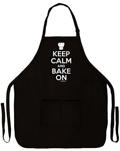 Product Cover ThisWear Keep Calm and Bake On Funny Apron for Kitchen Baker Baking Two Pocket Apron for Women and Men Black