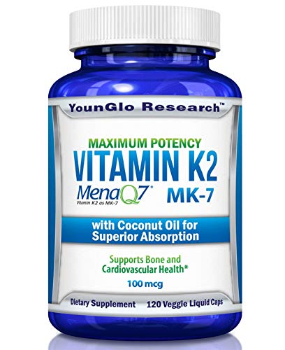 Product Cover Vitamin K2 MK7 - MenaQ7 and Coconut Oil for Superior Absorption - 120 Soy-Free Non-GMO Vegetarian Liquid Caps 100 mcg. (1 Pack)