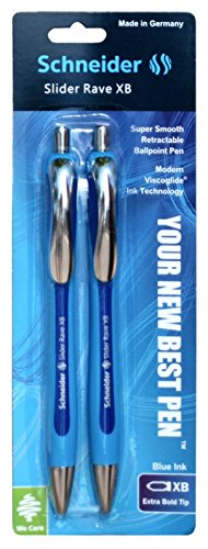 Product Cover Schneider Slider Rave Retractable Ballpoint Pen, Blue, 2 Pack (132593)