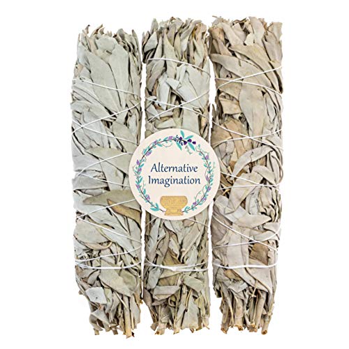Product Cover 3 Premium California White Sage, Each Stick Approximately 8 Inches Long and 1.25 Inches Wide for Smudging Rituals, Energy Clearing, Protection, Incense, Meditation, Made in USA