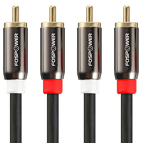 Product Cover FosPower (3 Feet) 2 RCA M/M Stereo Audio Cable [24K Gold Plated | Copper Core] 2RCA Male to 2RCA Male [Left/Right] Premium Sound Quality Plug