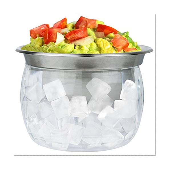 Product Cover Estilo Stainless Steel Dip Chiller Bowl with Acrylic Ice Chamber Bowl Base