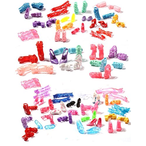 Product Cover Buytra 60 Pairs Doll Shoes High Heeled Shoes Boots Accessories for Barbie Dolls Girls' Birthday Gifts