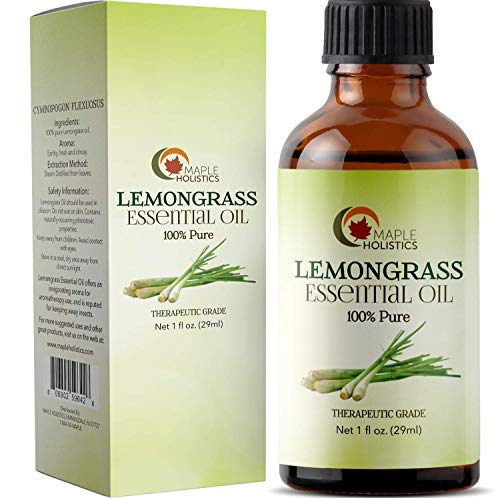 Product Cover Pure Lemongrass Essential Oil Undiluted Natural Air Freshener Diffuser Energizing Aromatherapy Massage Therapy for Pain Relief Powerful Anti-Aging Acne Skin Care and Hair Benefits for Men and Women