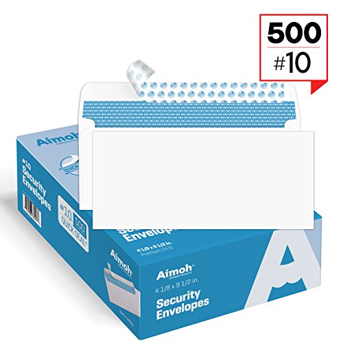 Product Cover #10 Security Self-Seal Envelopes, Windowless Design, Premium Security Tint Pattern for Secure Mailing, Ultra Strong Quick-Seal Closure - Size 4-1/8 x 9-1/2 Inches - White - 24 LB - 500 Count (34010)