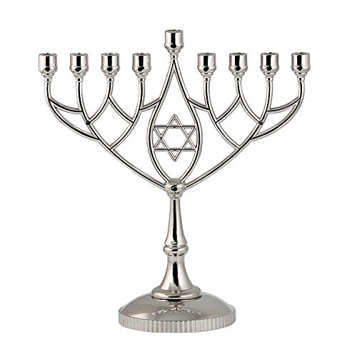 Product Cover Zion Judaica Hanukkah Menorah Silverplated Full Size Non Tarnish - Classic Geometric Style Precision Die Casted