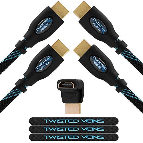 Product Cover Twisted Veins HDMI Cable 25 ft, 2-Pack, Premium HDMI Cord Type High Speed with Ethernet, Supports HDMI 2.0b 4K 60hz HDR on Most Devices and May Only Support 4K 30hz on Some Devices