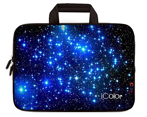 Product Cover iColor Starry Ultra-Portable Neoprene Carrying Protective Case Sleeve Briefcase Pouch Bag Tote with Handle Fits 11.6 12 12.1 12.2 Inch Netbook / Laptop (IHB12-003)