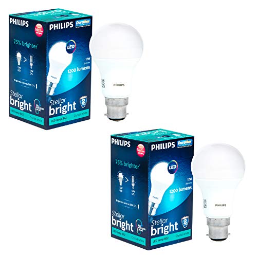 Product Cover Philips Stellar Bright 12 Watt LED Bulb, Base B22 (Cool Day Light, Pack of 2)