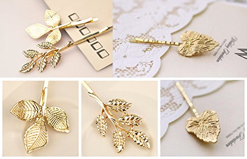 Product Cover yueton 3 Pairs Athena Olive Branch Leaves Barrettes Bobby Pin Hair Clips Bride Headwear Edge Clip Clamps (1+3+5 Leaves)