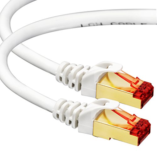 Product Cover Cat7 Ethernet Cable - 20 ft - RJ45 Connector - Cat 7 Double Shielded STP - 10 Gigabit 600MHz - Premium, High Speed (6m) Network Wire, Patch, LAN Cord - 20 Feet