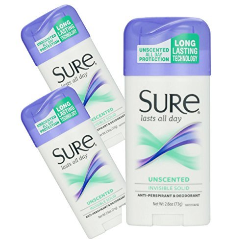 Product Cover (3 Pack) Sure, Anti-Perspirant & Deodorant, Invisible Solid, Unscented, 2.6 oz. ea.