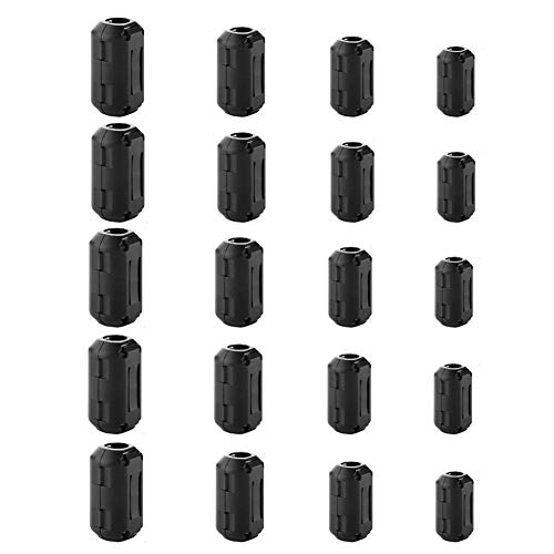 Product Cover FIOTOK 20Pcs Clip-on Ferrite Ring Core Black RFI EMI Noise Suppressor Cable Clip for 5mm/7mm/9mm/13mm Diameter Cable