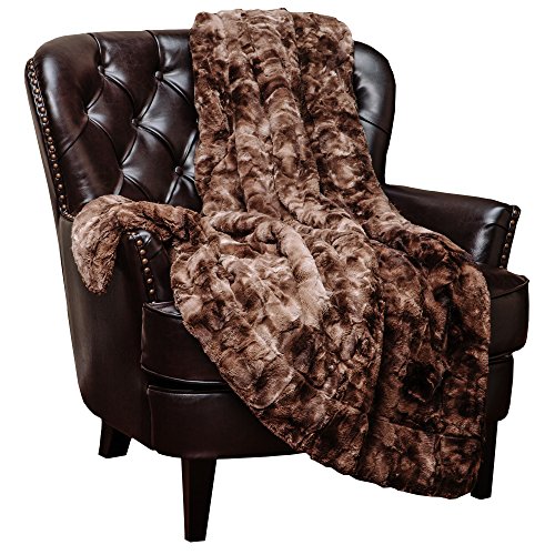 Product Cover Chanasya Fuzzy Faux Fur Throw Blanket - Light Weight Blanket for Bed Couch and Living Room Suitable for Fall Winter and Spring (50x65 Inches) Chocolate