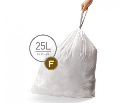 Product Cover simplehuman Code F Custom Fit Drawstring Trash Bags, 25 Liter / 6.5 Gallon, 3 Refill Packs (60 Count)