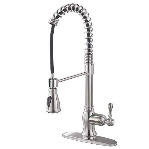 Product Cover Best Commercial Stainless Steel Single Handle Pull Down Sprayer Kitchen Faucet, Pull Out Kitchen Faucets Brushed Nickel