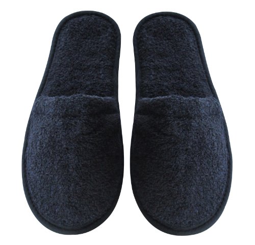 Product Cover Arus Men's Turkish Organic Terry Cotton Cloth Spa Slippers, One Size Fits Most, Black with Black Sole