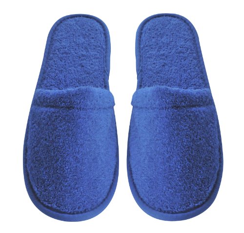 Product Cover Arus Men's Turkish Organic Terry Cotton Cloth Spa Slippers, One Size Fits Most, Royal Blue with Black Sole