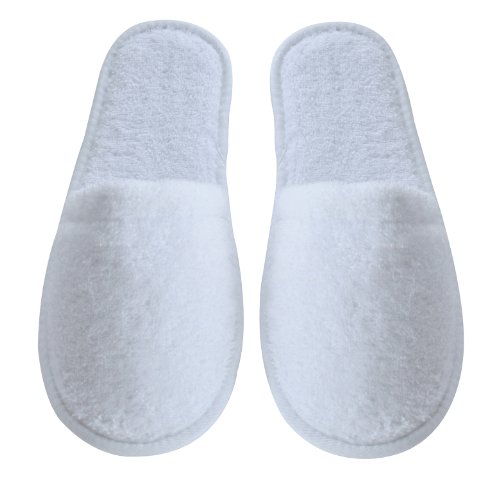 Product Cover Arus Men's Turkish Organic Terry Cotton Cloth Spa Slippers, One Size Fits Most, White with Black Sole