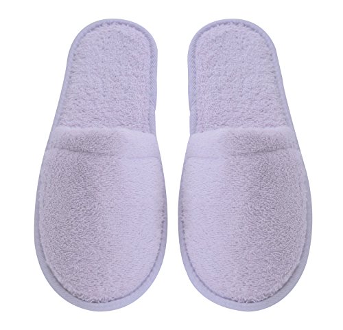 Product Cover Arus Women's Turkish Organic Terry Cotton Cloth Spa Slippers One Size Fits Most, Lilac with Black Sole