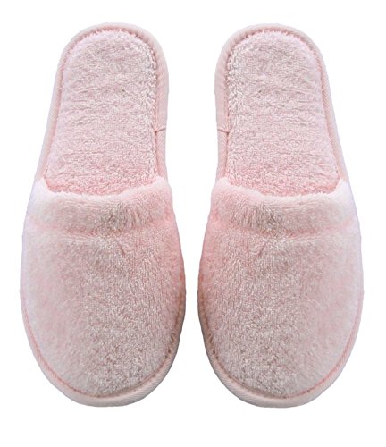 Product Cover Arus Women's Turkish Organic Terry Cotton Cloth Spa Slippers One Size Fits Most, Pink with Black Sole