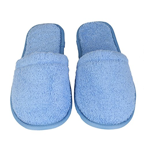 Product Cover Arus Women's Turkish Organic Terry Cotton Cloth Spa Slippers One Size Fits Most, Sky Blue with Black Sole