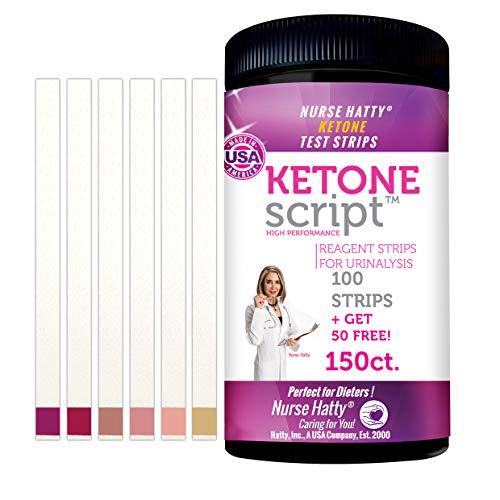 Product Cover Nurse Hatty - 150 High Performance Keto Strips - Fresh Batches Restocked Weekly - Made in USA - Ketone Test Strips Perfect for Ketogenic, Low Carb, Atkins & Paleo Diets + Free eBook - 100ct + 50 Free