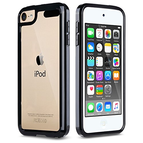 Product Cover ULAK iPod Touch 7 Case,iPod Touch 6 & 5 Case, Clear Slim Hybrid Bumper TPU/Scratch Resistant Hard PC Back/Corner Shock Absorption Case for Apple iPod Touch 5th 6th 7th Generation, Black