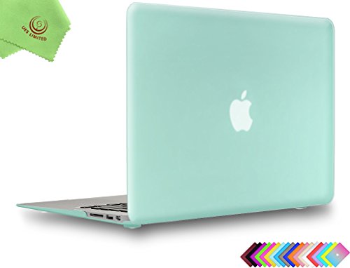 Product Cover UESWILL Smooth Soft-Touch Matte Hard Shell Case Cover for 2008-2017 MacBook Air 13 inch (Model A1466 / A1369) + Microfibre Cleaning Cloth, Green