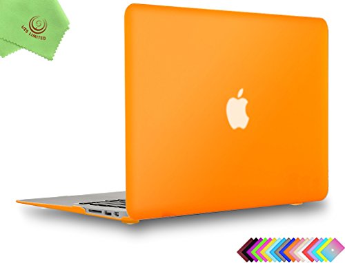 Product Cover UESWILL Smooth Soft-Touch Matte Hard Shell Case Cover for 2008-2017 MacBook Air 13 inch (Model A1466 / A1369) + Microfibre Cleaning Cloth, Orange