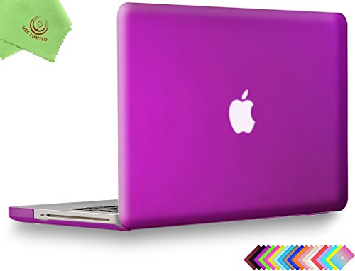 Product Cover UESWILL Smooth Soft-Touch Matte Hard Shell Case Cover for MacBook Pro 15 inch with CD-ROM (Non-Retina) (Model A1286) + Microfibre Cleaning Cloth, Deep Purple