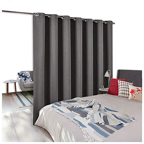 Product Cover NICETOWN Room Divider Curtain Screen Partitions, Thermal Insulated Blackout Patio Door Curtain Panel, Sliding Door Curtains (Single Panel, 8.3ft Wide by 7ft Long inches, Gray)