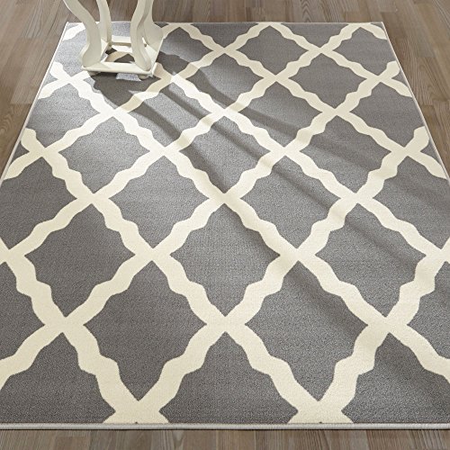 Product Cover Ottomanson Glamour Collection Contemporary Moroccan Trellis Design Kids Rug (Non-Slip) Kitchen and Bathroom Mat Rug, 3'3