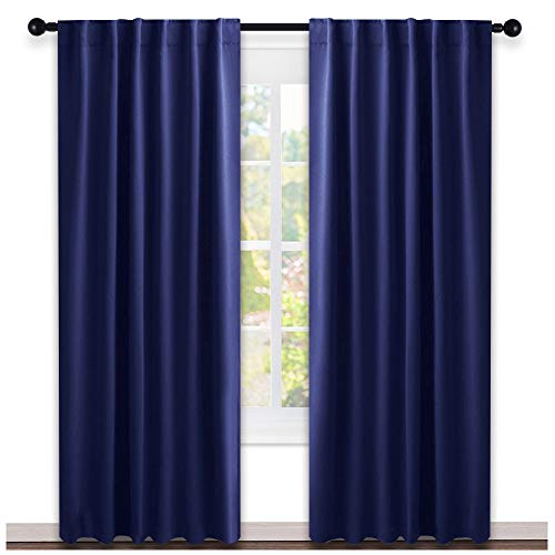 Product Cover NICETOWN Vertical Blinds Window Curtain Panels - (Navy Blue Color) 52 by 84 Inches, Set of 2 Panels, Energy Saving Blackout Curtains for Nursery
