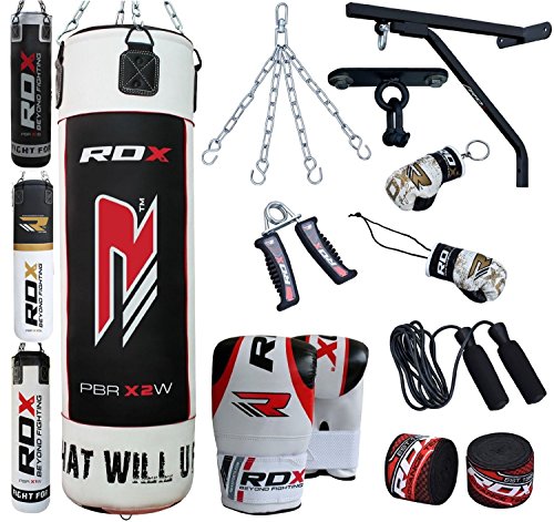 Product Cover RDX Punch Bag for Boxing Training | Filled Heavy Bag Set with Punching Gloves, Chain, Wall Bracket | Great for Grappling, MMA, Kickboxing, Muay Thai, Karate, BJJ & Taekwondo | 14 pcs Comes in 4FT/5FT